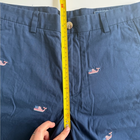 Vineyard Vines Breaker American Flag Whale Shorts Sz 32 Deep Cobalt Blue 9” Casu - Picture 4 of 9